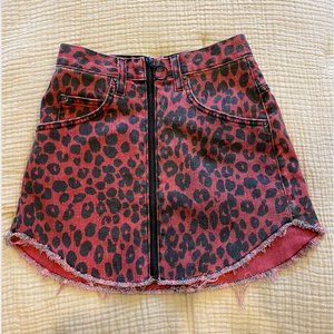 LF Leopard Print Denim Mini Skirt - XS